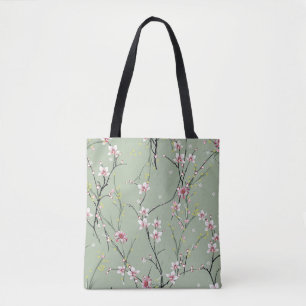 red and yellow small flower pattern on green backg tasche