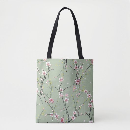 red and yellow small flower pattern on green backg tasche (Vorderseite)