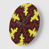 Red and Yellow Snowflake Große Wanduhr (Winkel)