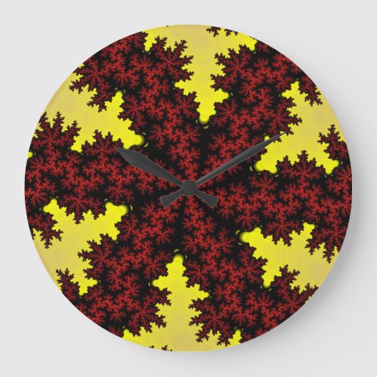 Red and Yellow Snowflake Große Wanduhr (Vorderseite)