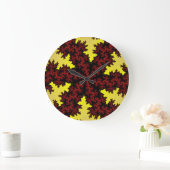 Red and Yellow Snowflake Große Wanduhr (Zuhause)
