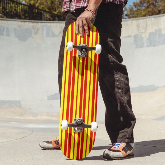 Red and Yellow Stripes Design Skateboard