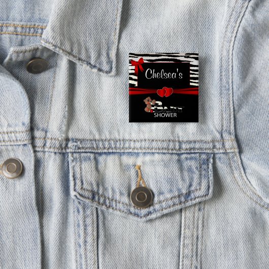 Red and Zebra Stripes Baby Dusche Button (Beispiel)