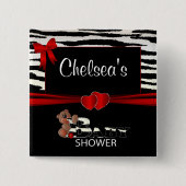 Red and Zebra Stripes Baby Dusche Button (Vorderseite)