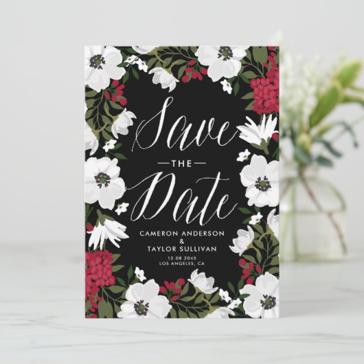 Red Anemone Blooms Ankündigung Datum freihalten (Stehend Vorderseite)