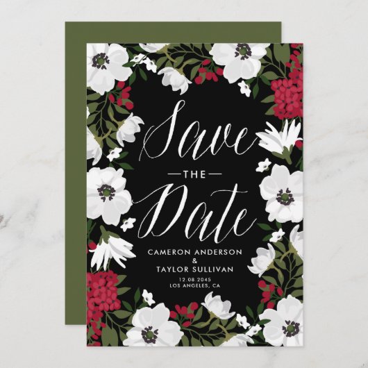 Red Anemone Blooms Ankündigung Datum freihalten (Vorne/Hinten)