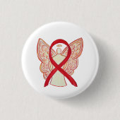 Red Angel Awareness Ribbon Custom Art Buttone Button (Vorderseite)