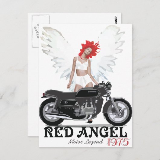 Red Angel Cafe Racer Motor Legend Postkarte (Vorne/Hinten)