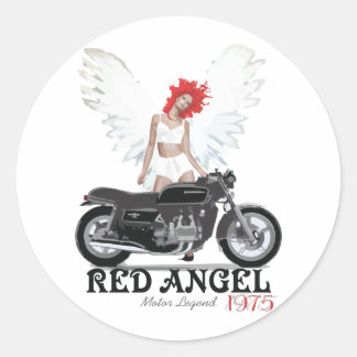 Red Angel Cafe Racer Motor Legend Runder Aufkleber