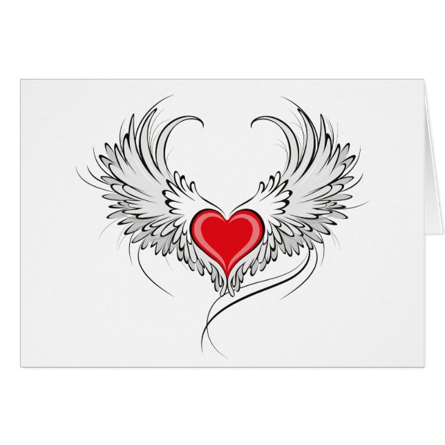 Red Angel Heart mit Flügeln (Vorderseite (Horizontal))