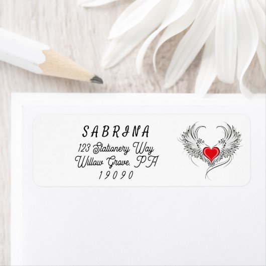 Red Angel Heart mit Flügeln (Insitu)