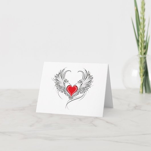 Red Angel Heart mit Flügeln (Vorderseite)