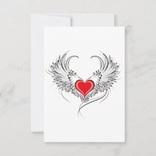 Red Angel Heart mit Flügeln