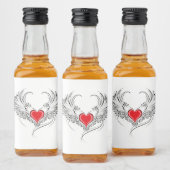 Red Angel Heart mit Flügeln Alkoholflaschenetikett (Flaschen)