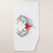 Red Angel Heart mit Flügeln Badehandtuch (Badehandtuch)