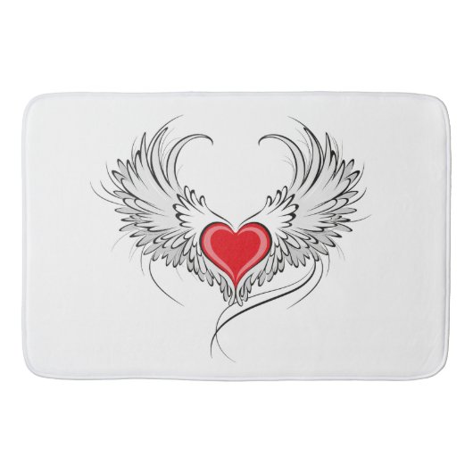 Red Angel Heart mit Flügeln Badematte (Vorderseite)
