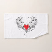 Red Angel Heart mit Flügeln Badhandtuch Set (Handtuch)