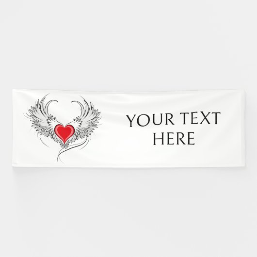 Red Angel Heart mit Flügeln Banner (Horizontal)