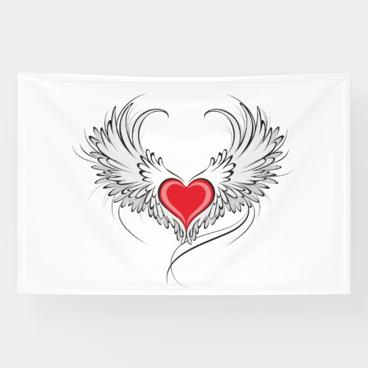 Red Angel Heart mit Flügeln Banner (Horizontal)