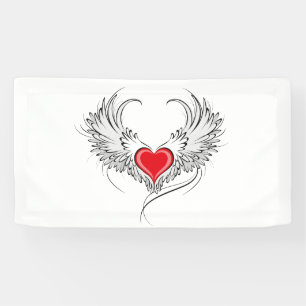 Red Angel Heart mit Flügeln Banner