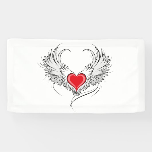 Red Angel Heart mit Flügeln Banner (Horizontal)