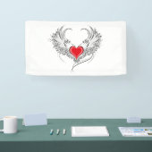 Red Angel Heart mit Flügeln Banner (Messe)