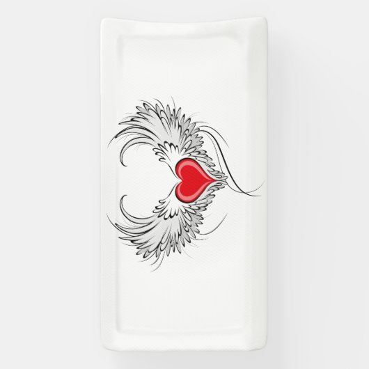 Red Angel Heart mit Flügeln Banner (Vertikal)