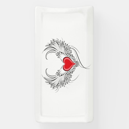 Red Angel Heart mit Flügeln Banner (Vertikal)