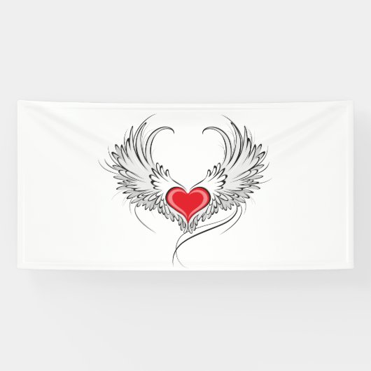 Red Angel Heart mit Flügeln Banner (Horizontal)
