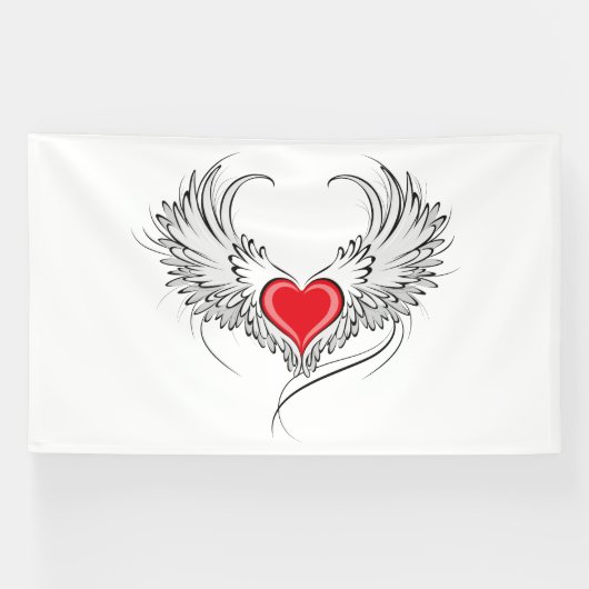 Red Angel Heart mit Flügeln Banner (Horizontal)