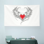 Red Angel Heart mit Flügeln Banner (Messe)