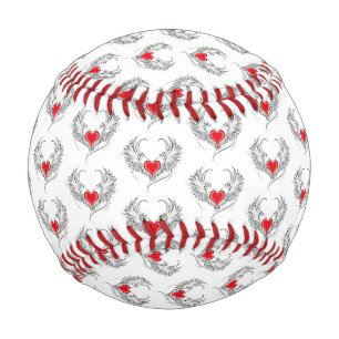Red Angel Heart mit Flügeln Baseball