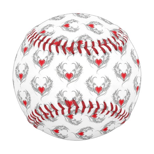 Red Angel Heart mit Flügeln Baseball (Vorderseite)