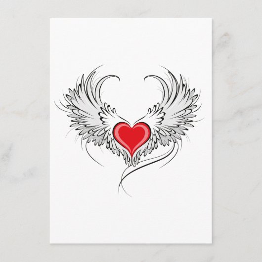 Red Angel Heart mit Flügeln Begleitkarte (Vorderseite)