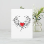 Red Angel Heart mit Flügeln Begleitkarte (Stehend Vorderseite)