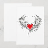 Red Angel Heart mit Flügeln Begleitkarte (Vorne/Hinten)