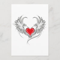 Red Angel Heart mit Flügeln