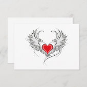 Red Angel Heart mit Flügeln Begleitkarte (Vorne/Hinten)