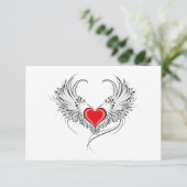 Red Angel Heart mit Flügeln Begleitkarte (Stehend Vorderseite)