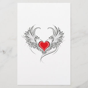 Red Angel Heart mit Flügeln Briefpapier