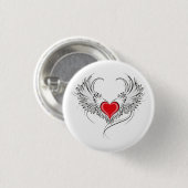 Red Angel Heart mit Flügeln Button (Vorne & Hinten)