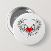 Red Angel Heart mit Flügeln Button (Vorne & Hinten)