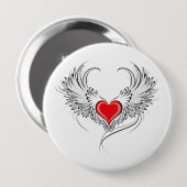 Red Angel Heart mit Flügeln Button (Vorne & Hinten)