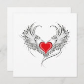 Red Angel Heart mit Flügeln Dankeskarte (Vorne/Hinten)