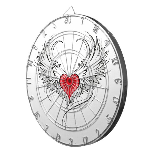 Red Angel Heart mit Flügeln Dartscheibe (Vorderseite rechts)