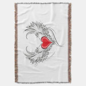 Red Angel Heart mit Flügeln Decke (Vorderseite Vertikal)