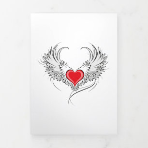Red Angel Heart mit Flügeln Dreifach Gefaltete Karte