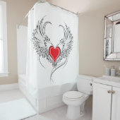 Red Angel Heart mit Flügeln Duschvorhang (Beispiel)