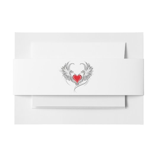 Red Angel Heart mit Flügeln Einladungsbanderole (Vorderseite Beispiel)