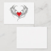 Red Angel Heart mit Flügeln Empfehlungskarte (Vorne/Hinten)